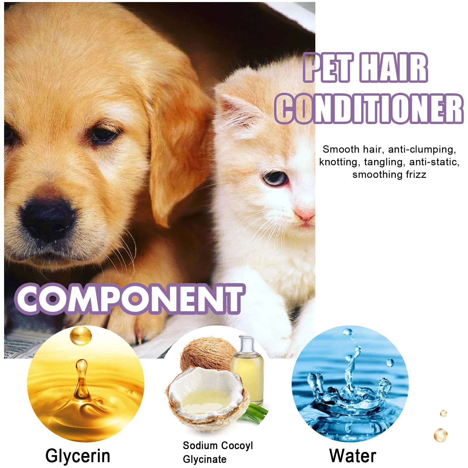 Pet Hair Conditioner Moisturizes and Softens