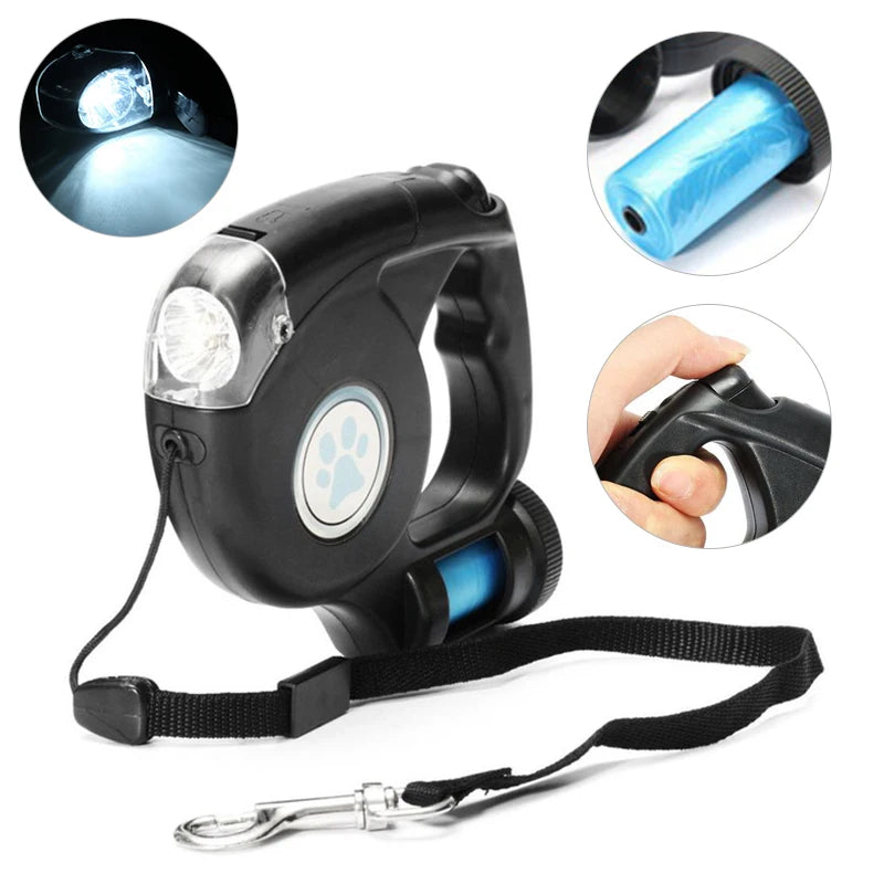 Automatic Dog Leash With LED & Garbage Bags
