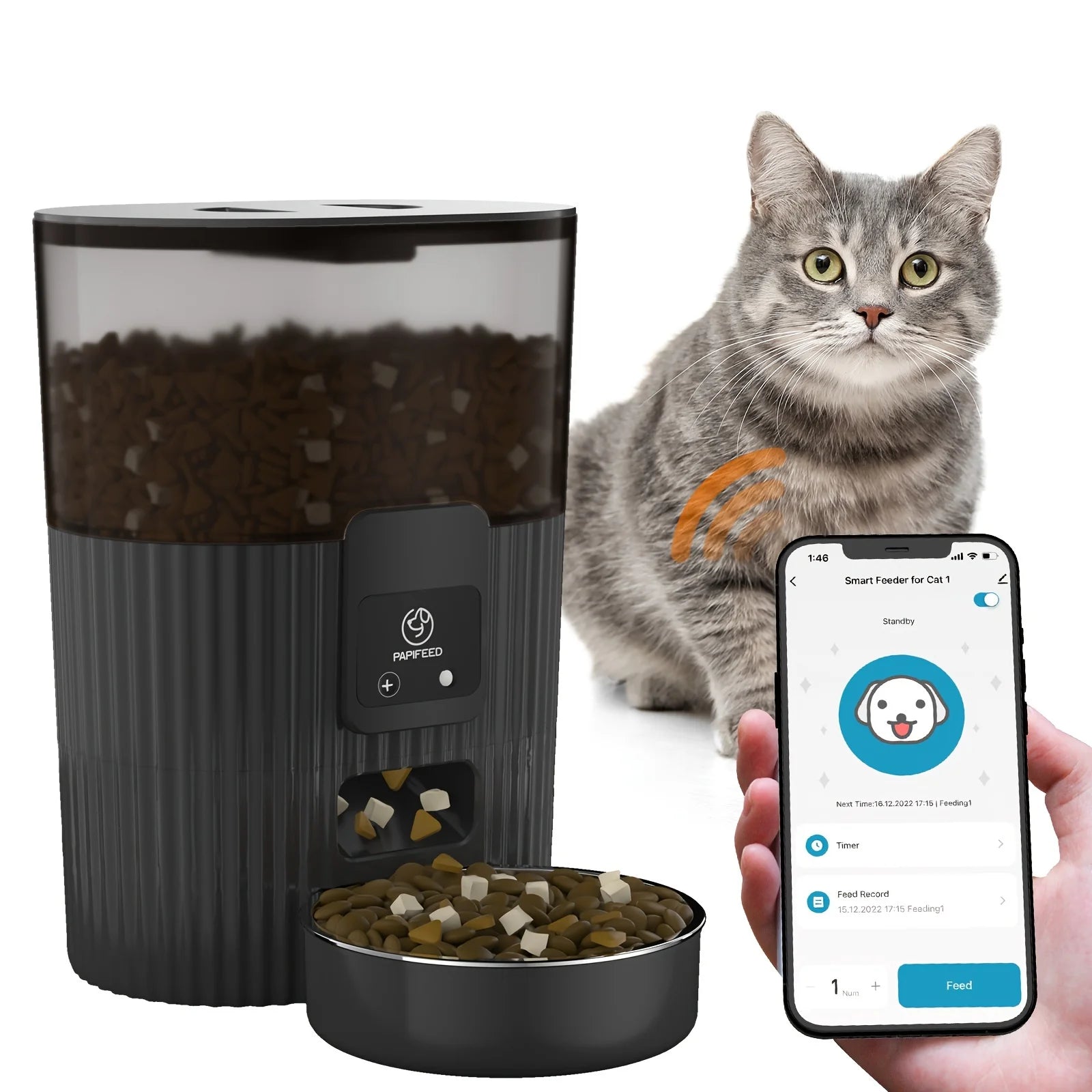 Automatic pet food dispenser w/remote