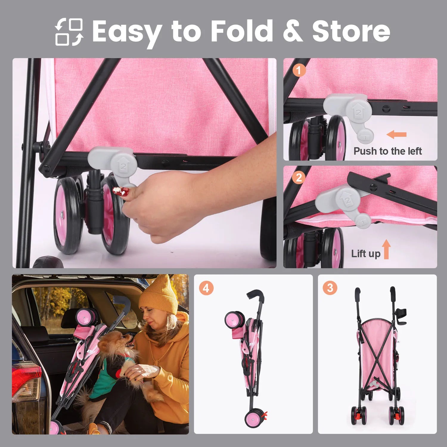 Pet Dog Stroller with Brakes