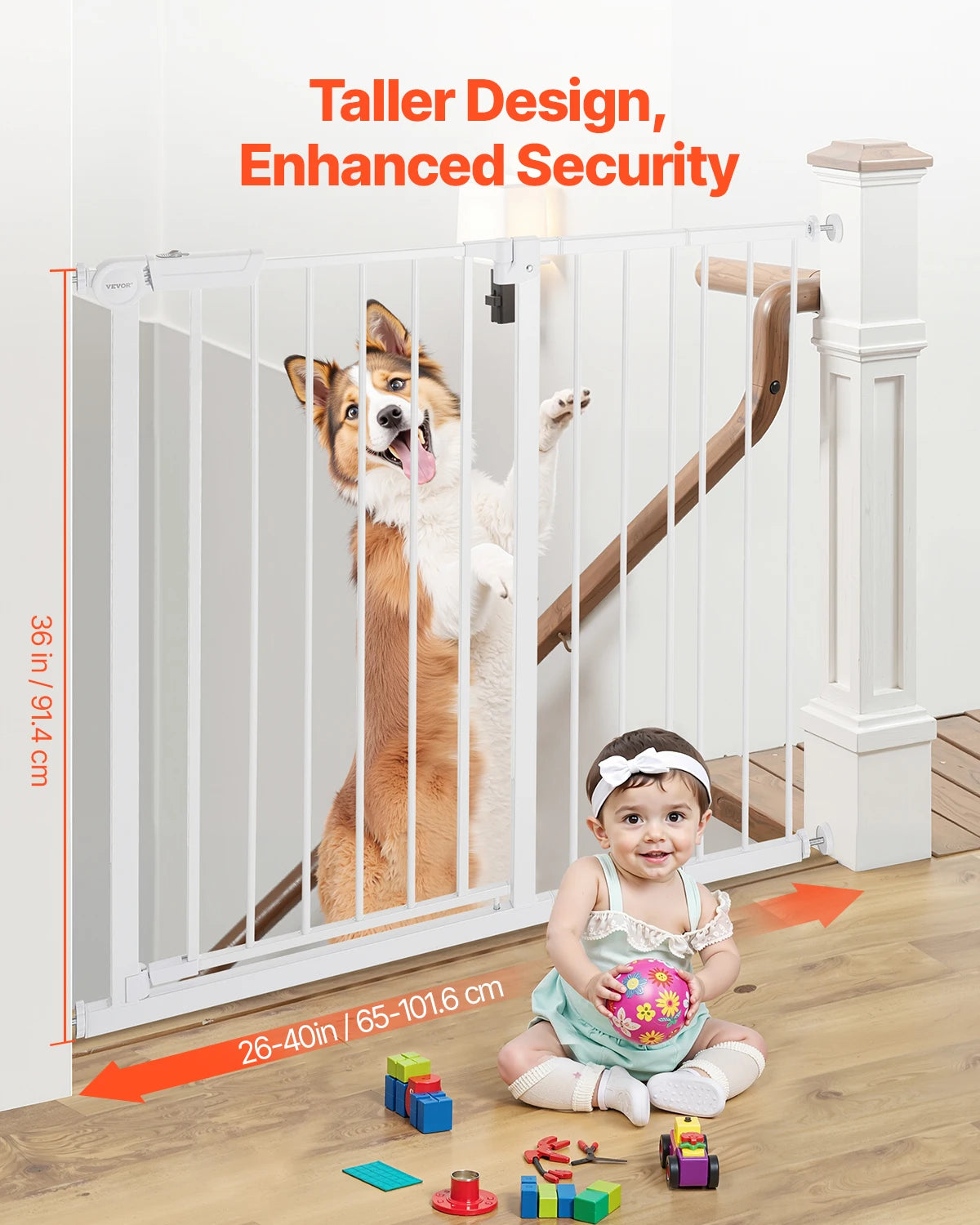 Dog Gate Easy Step Walk Thru Child Pet Security  Kit Wall Cups
