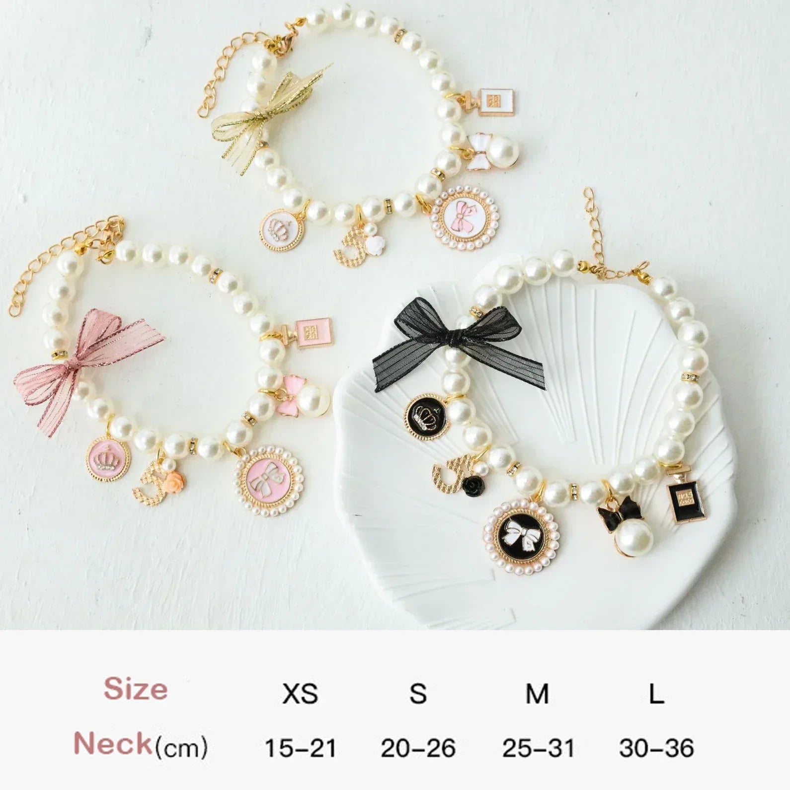 Pet Bow Pearl Collar