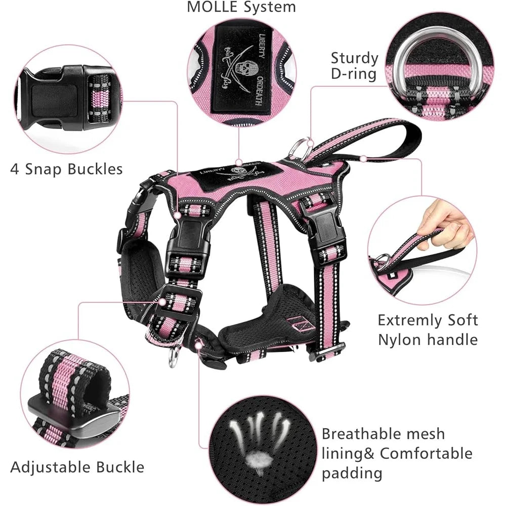 Reflective No Pull Harness Collar Leash Set