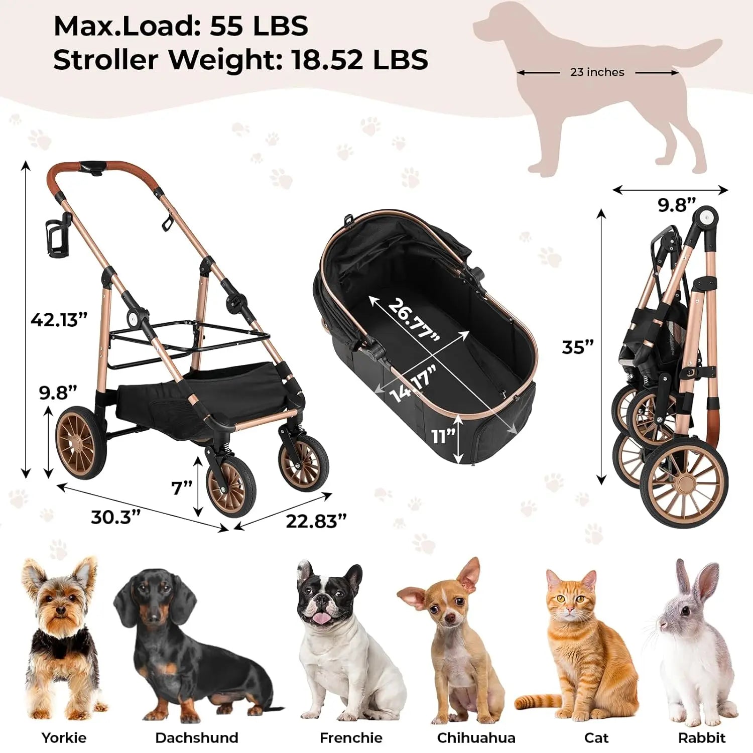 Shock Absorption Dog Stroller