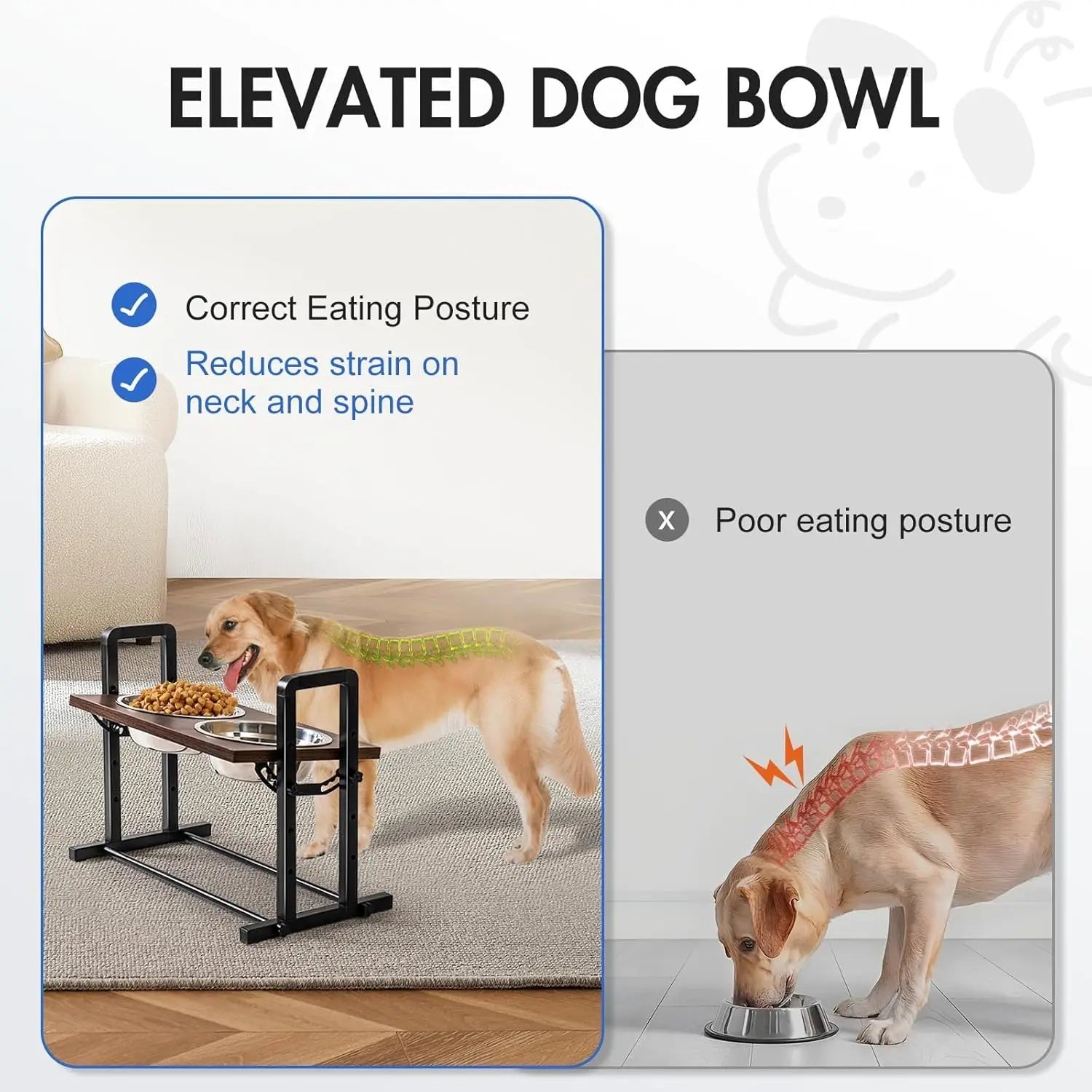 Raised Dog Bowl Adjustable Height