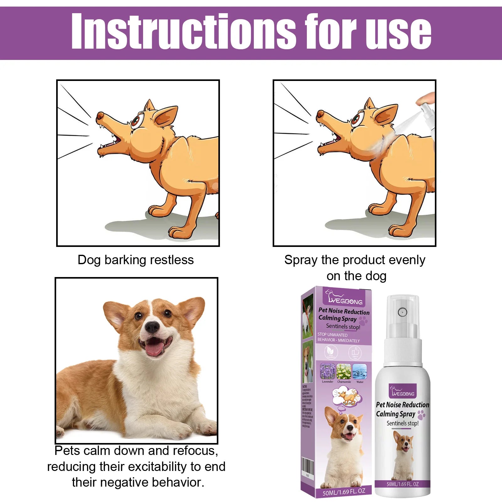 Reduce Excitability Pet Spray Relief