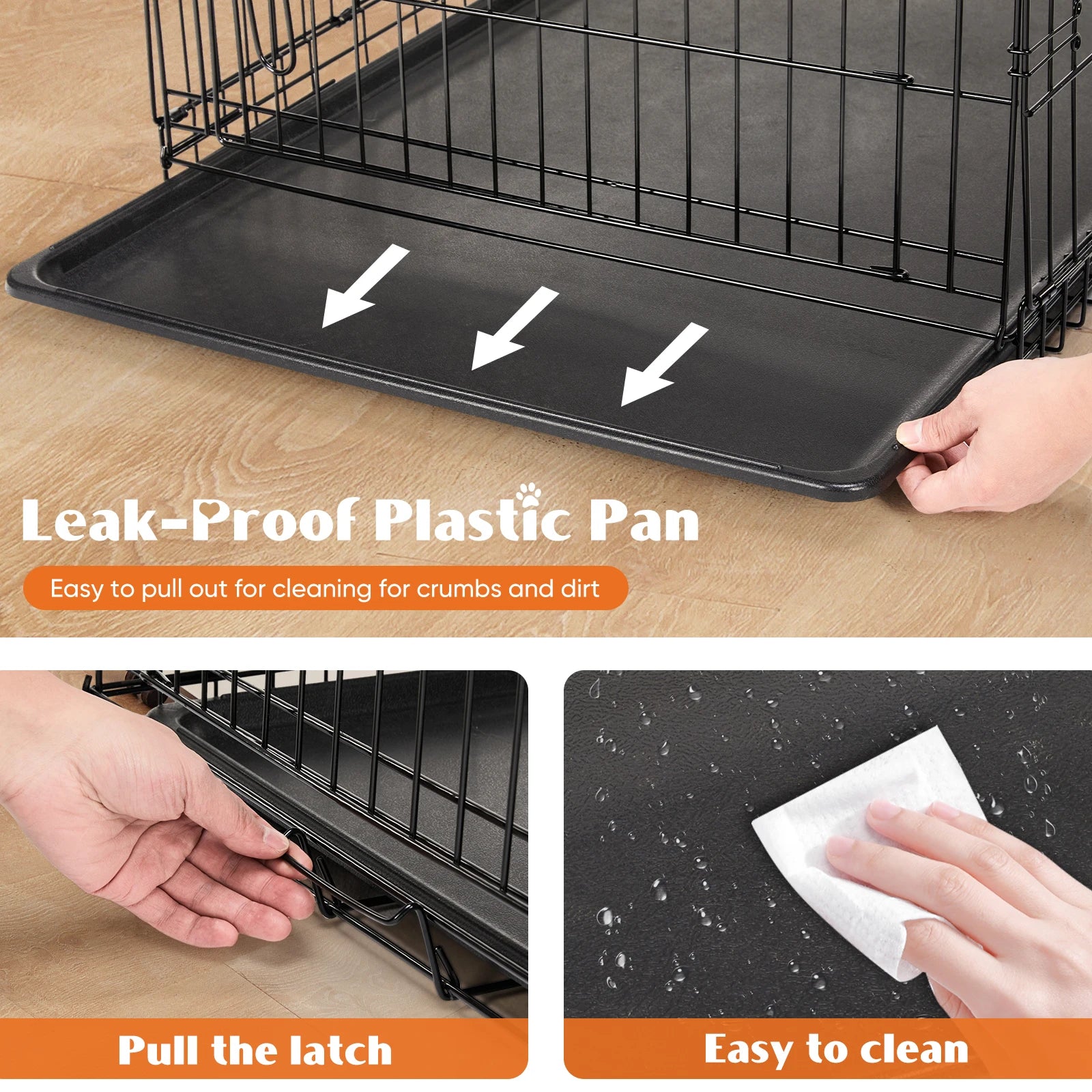 Double Door Folding Metal Wire Dog Crate