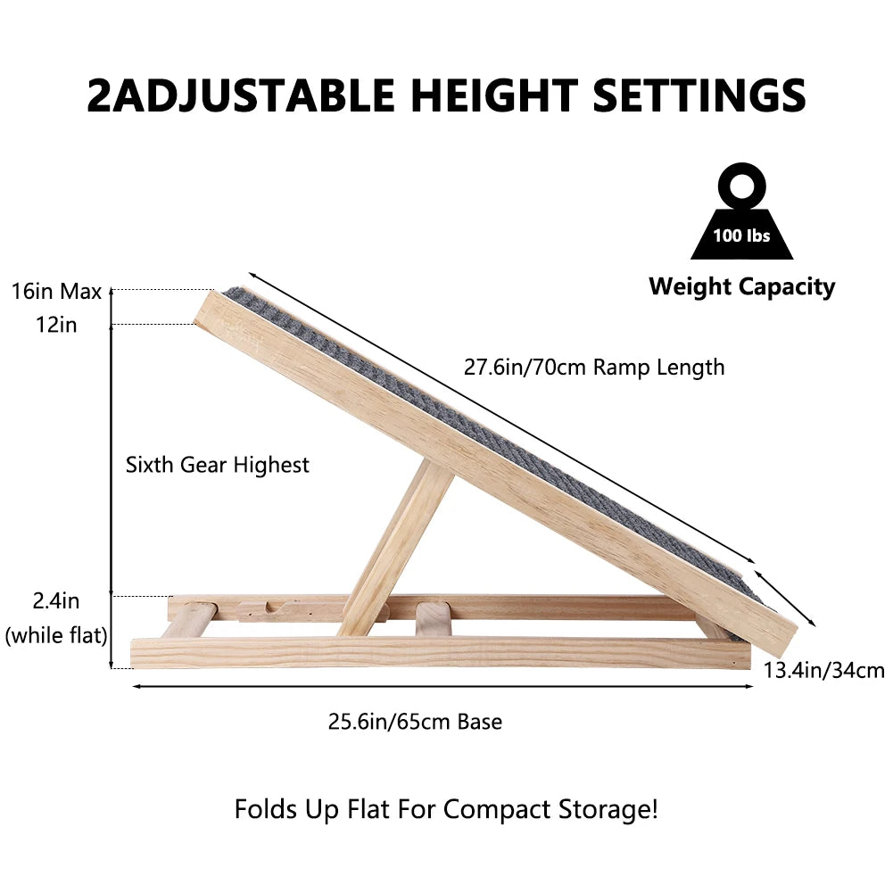 Adjustable, Portable Wooden Dog Ramp