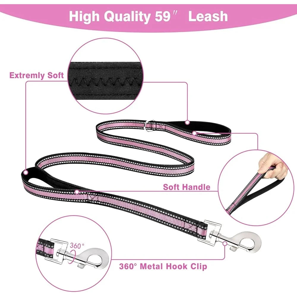 Reflective No Pull Harness Collar Leash Set