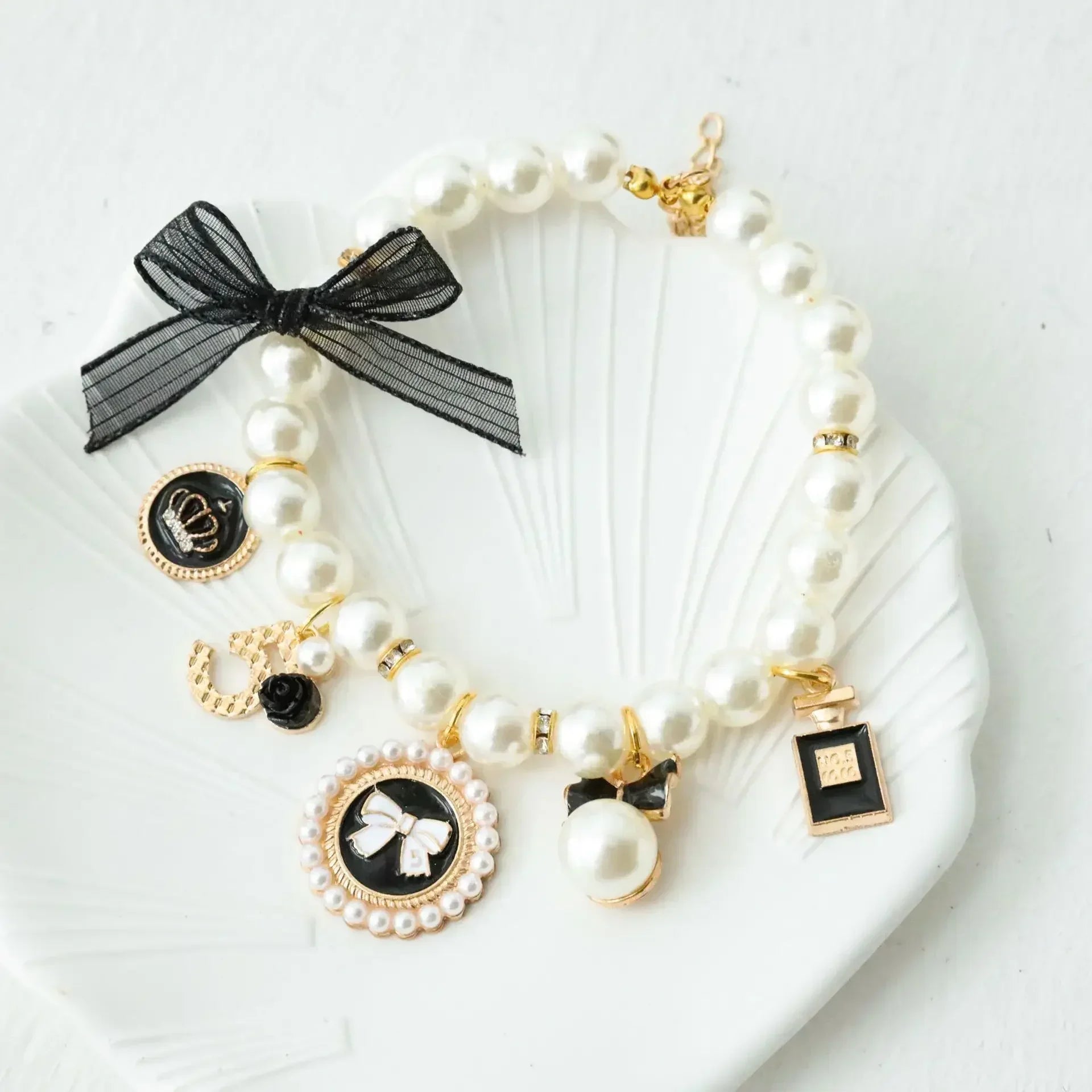 Pet Bow Pearl Collar
