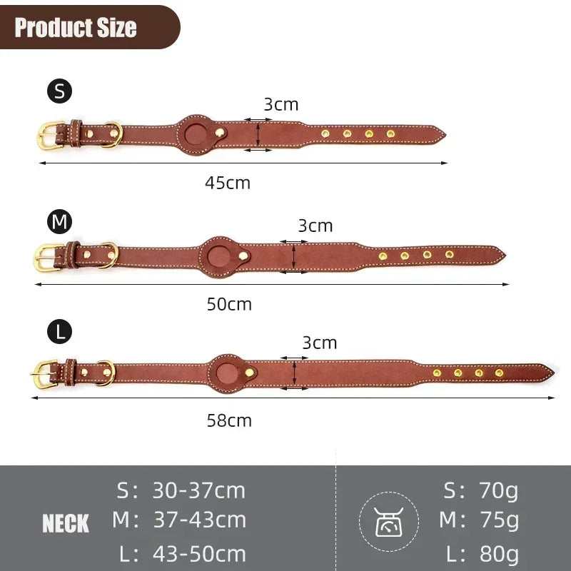 Genuine Leather Airtags Collar