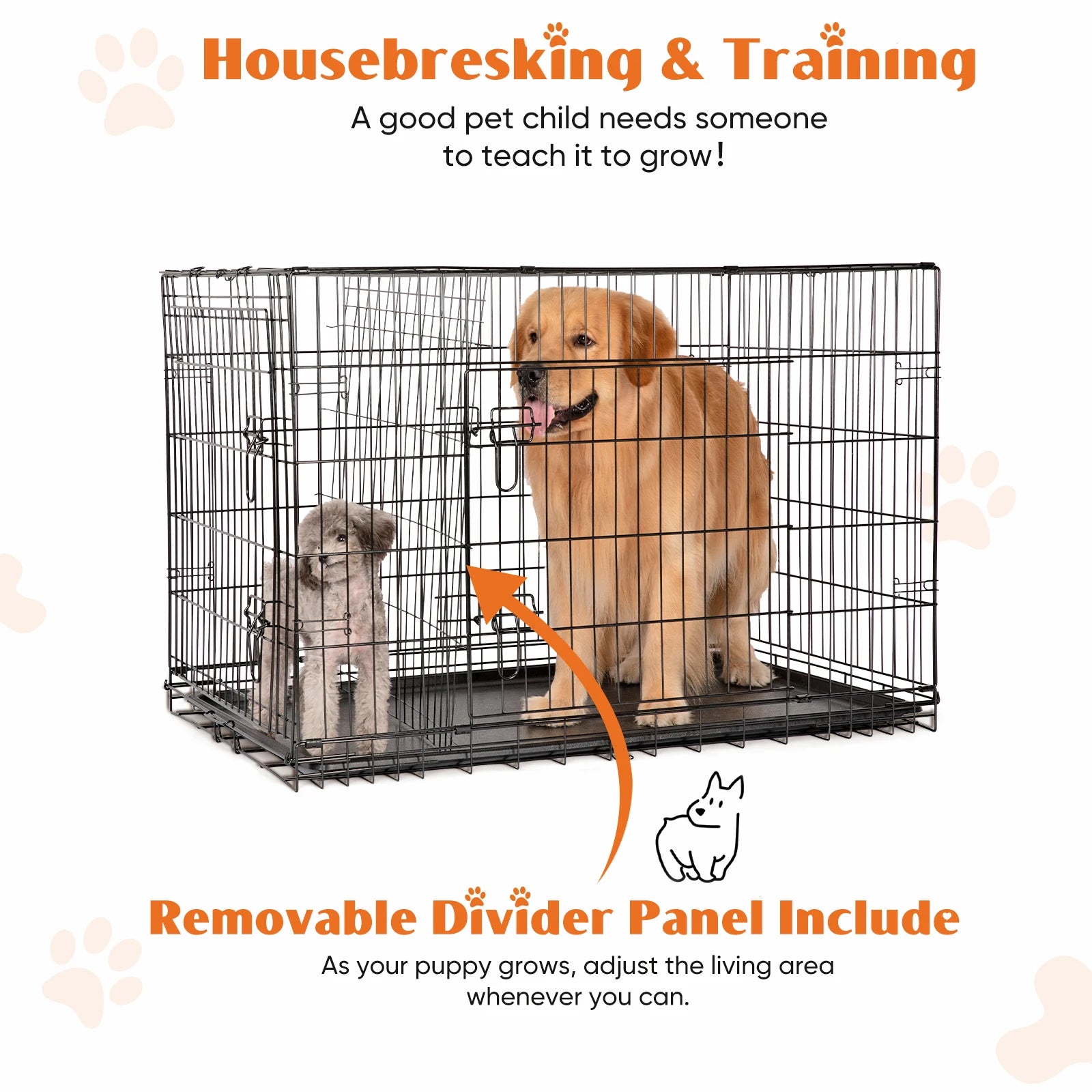 Double Door Folding Metal Wire Dog Crate