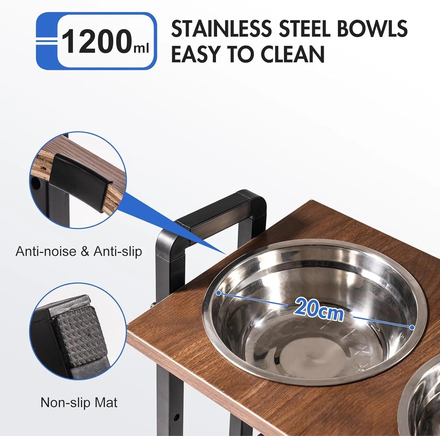 Raised Dog Bowl Adjustable Height