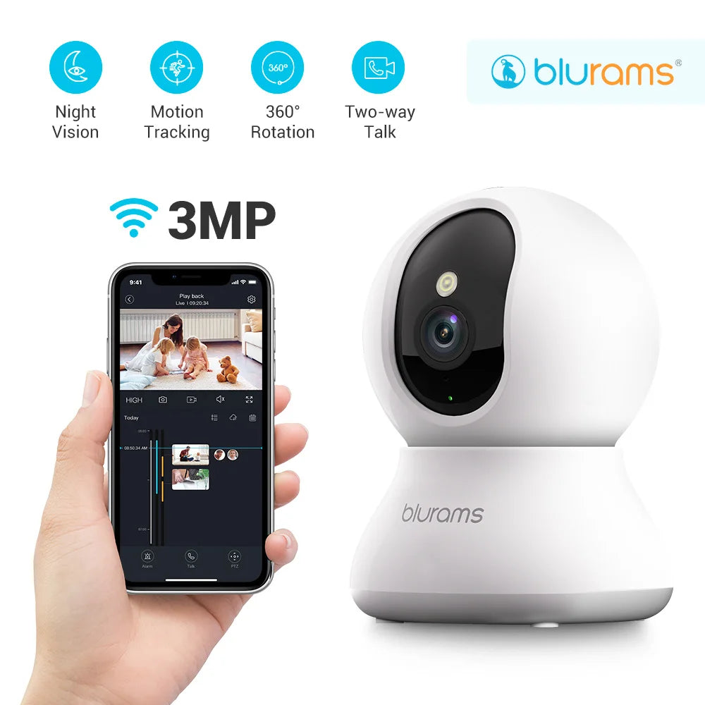 Pet WiFi Indoor Camera, 360° w/Phone App, 2-Way Talk