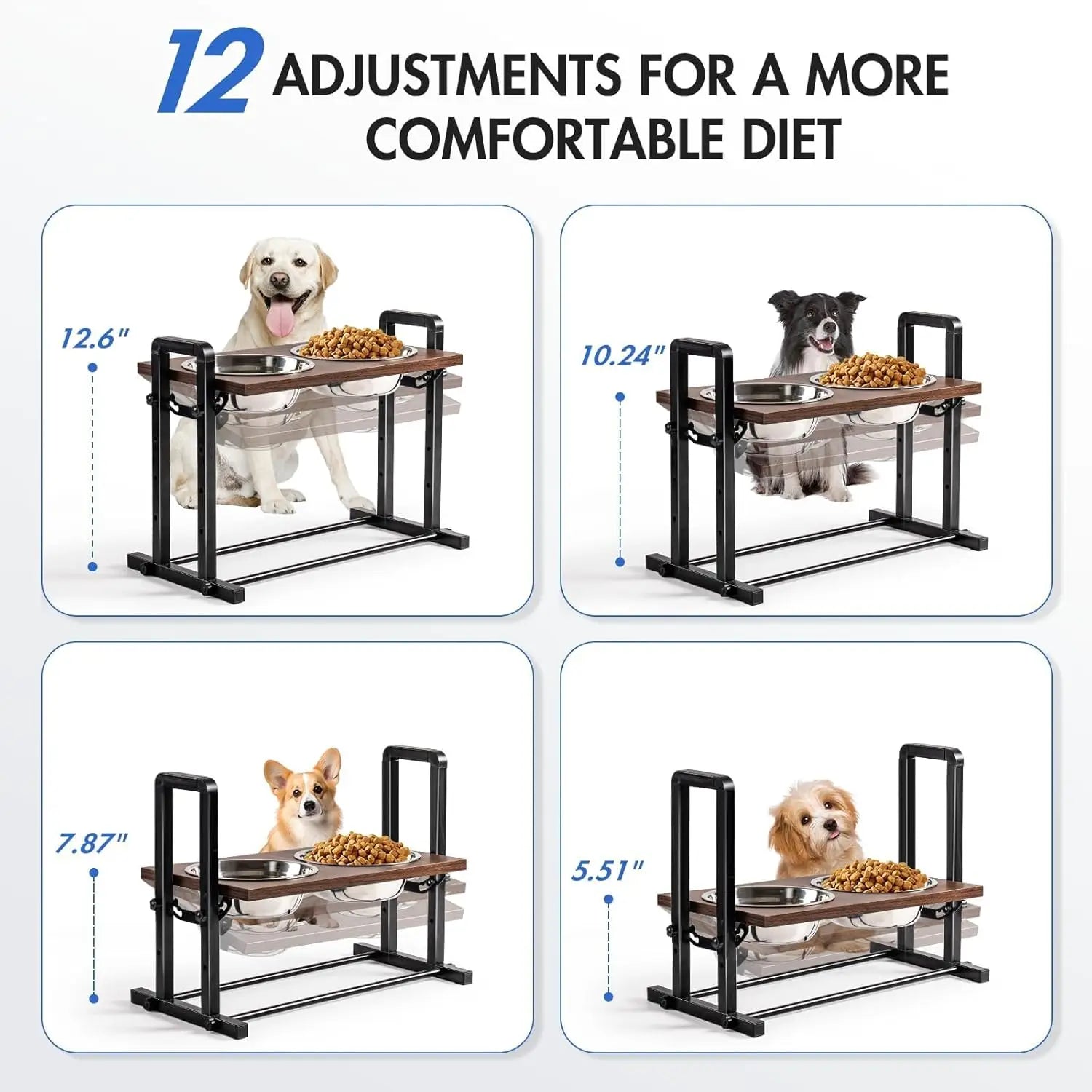 Raised Dog Bowl Adjustable Height