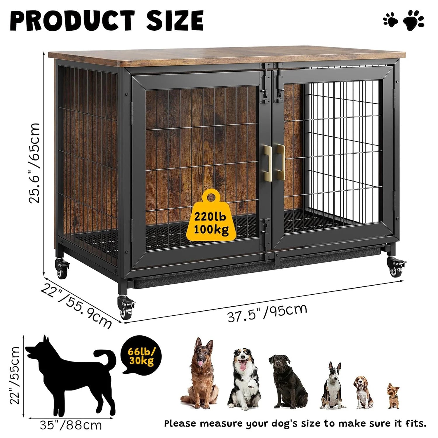 Indoor Furniture Dog Crate with Wheels