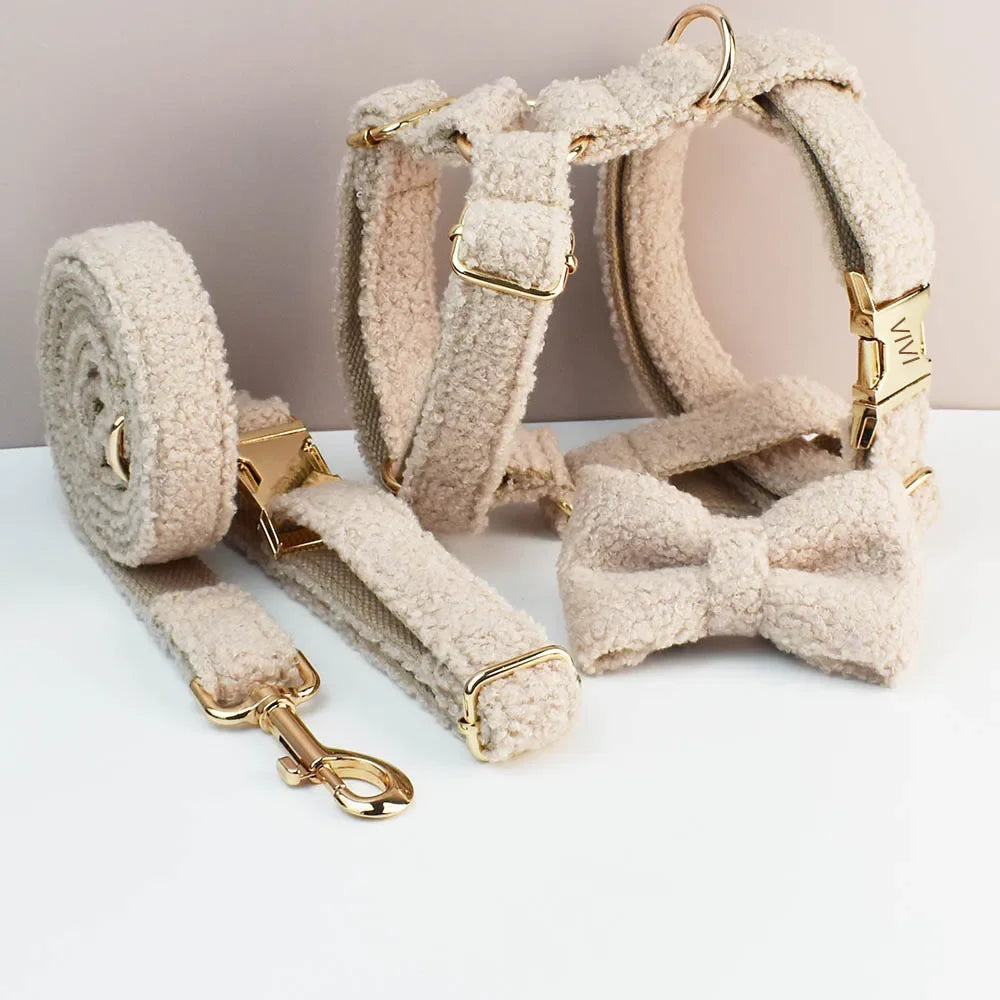 Velvet Dog Collar And Leash Set