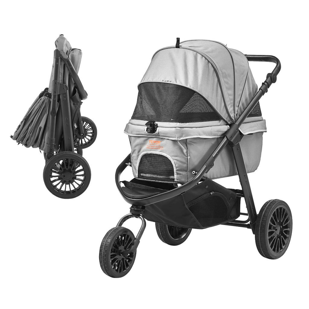 Lightweight Pet Stroller  Rotate with Brakes Pet Pad Cup Holder