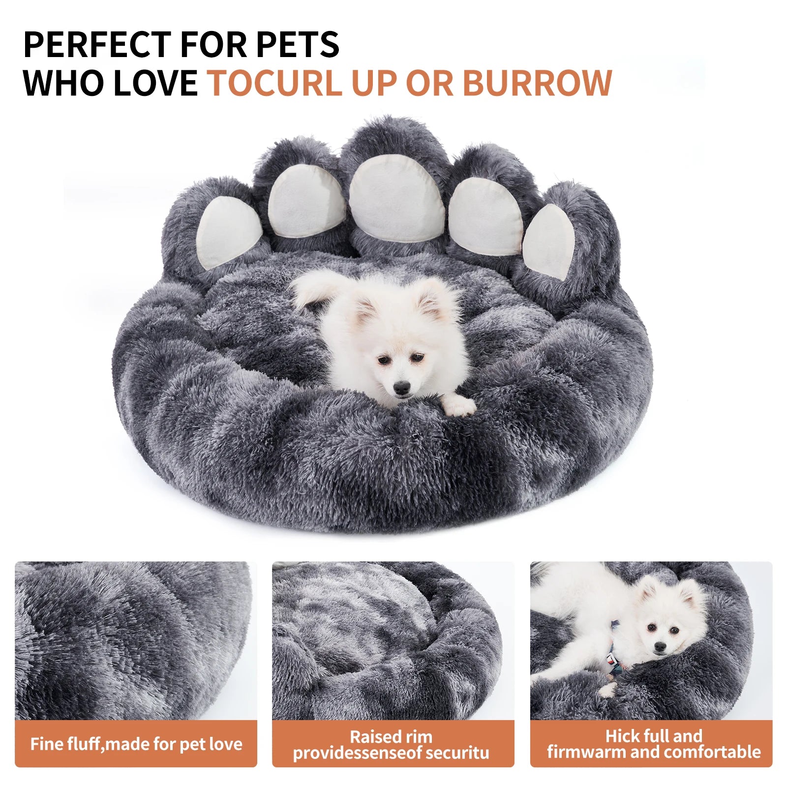 Comfy Pet Bed Paw Shape