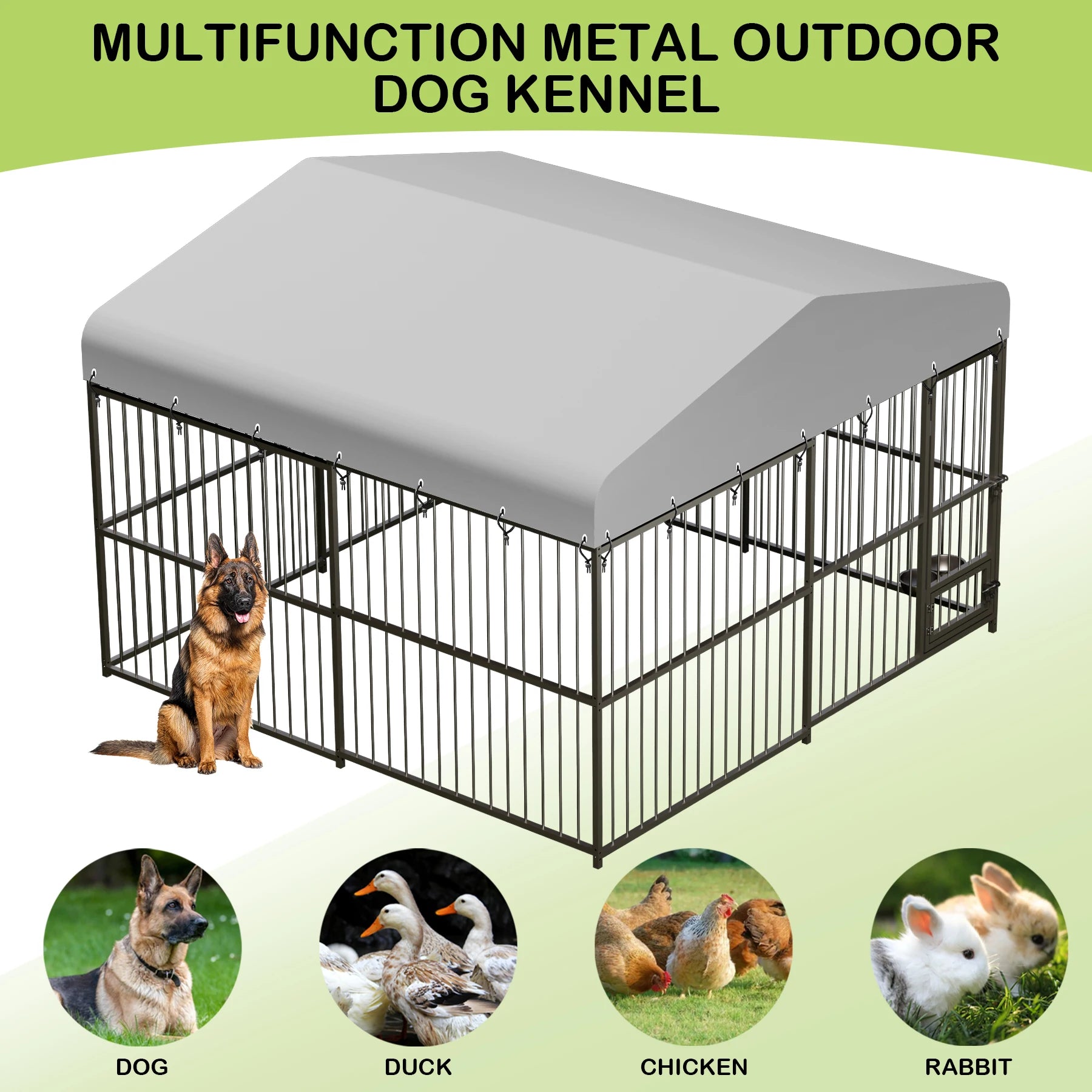 Outdoor Dog Kennel with Safety Locks & Cover