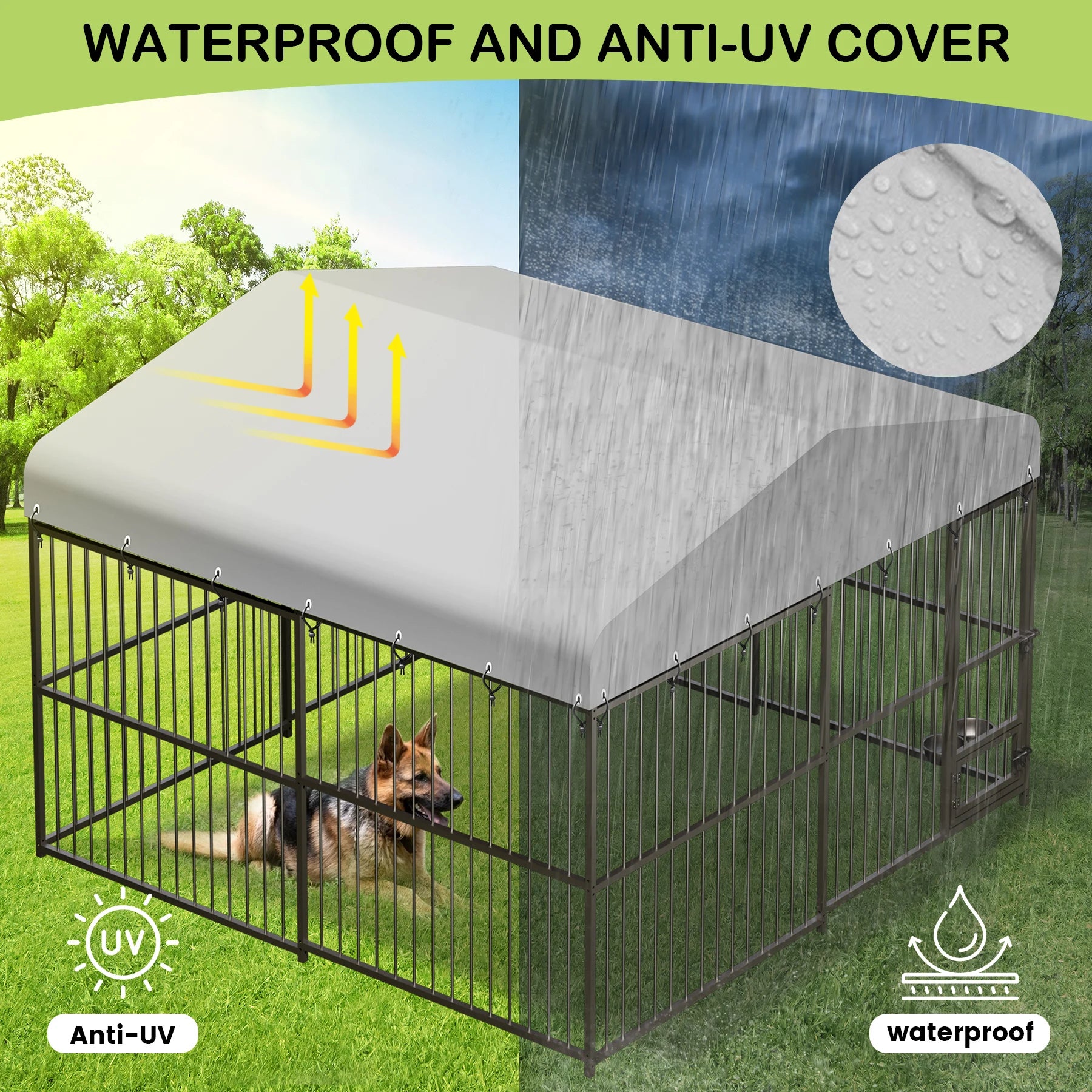 Outdoor Dog Kennel with Safety Locks & Cover