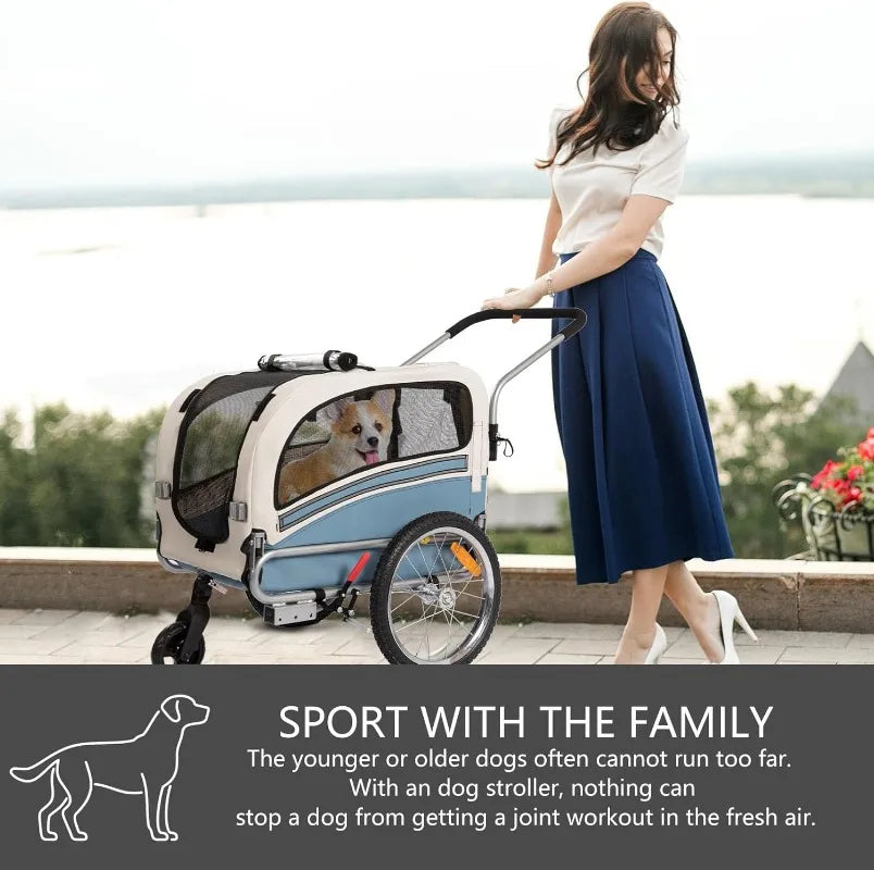 dog stroller bike 2 in1 Pet Bicycle Trailer with a 6" Stroller Wheel Suitable for Small – Modern Mutt Pet Store