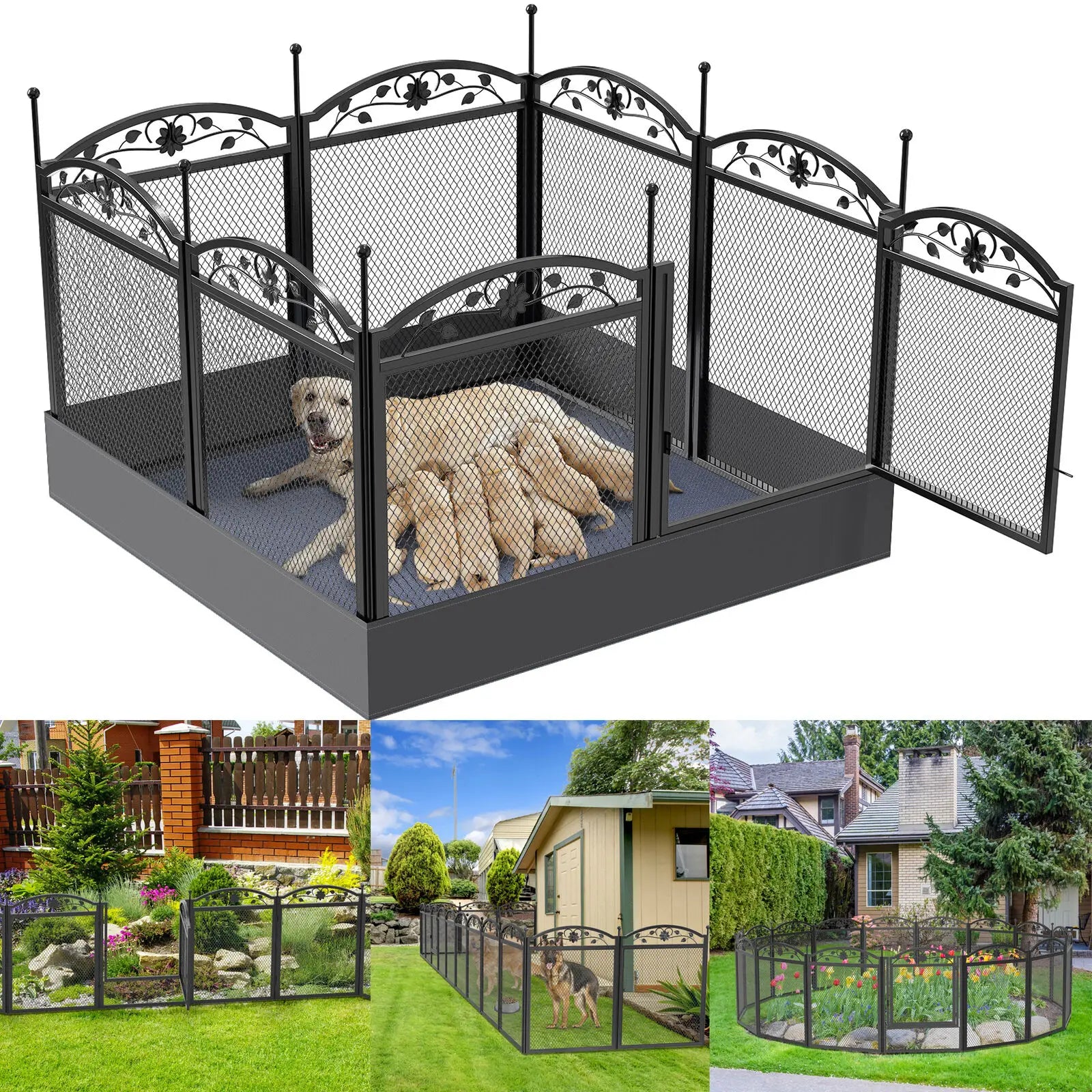 Dog Playpen Fence Detachable Play Pen  with Waterproof Fertility Pad