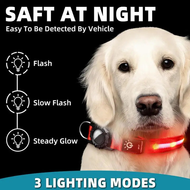 Glow In The Dark Dog Collars Air Tag Collar Protective Cat Dog Collar Pet Anti-loss Locator Tracker Air Tags 3 Lighting Modes