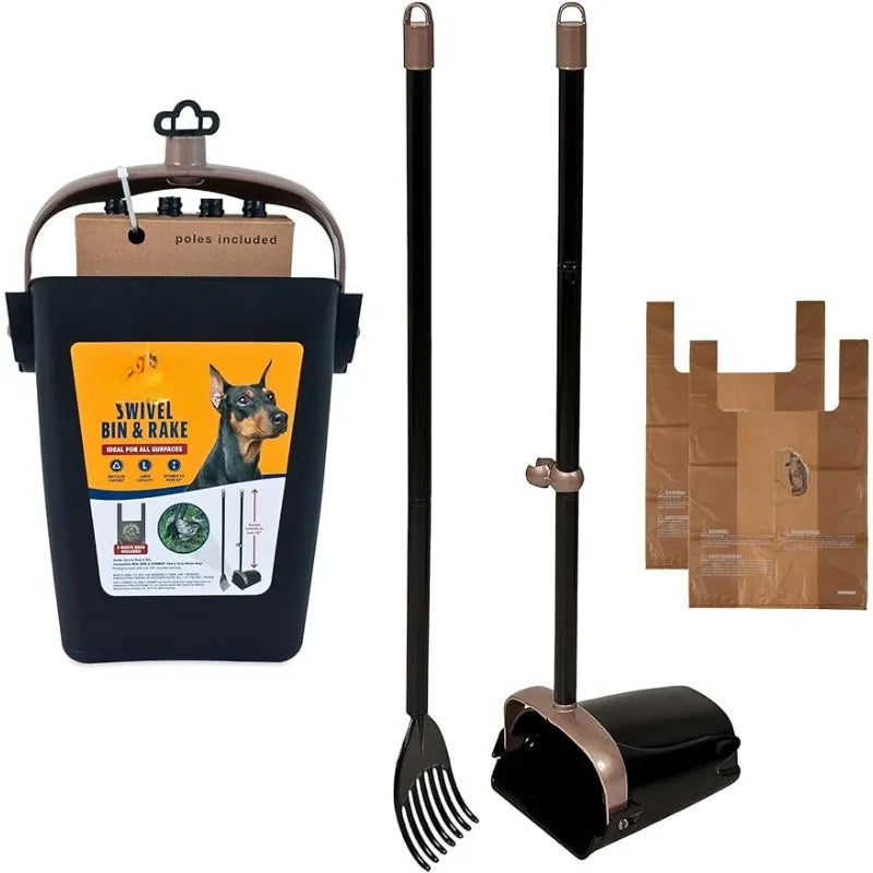 Pooper Scooper Swivel Bin & Rake