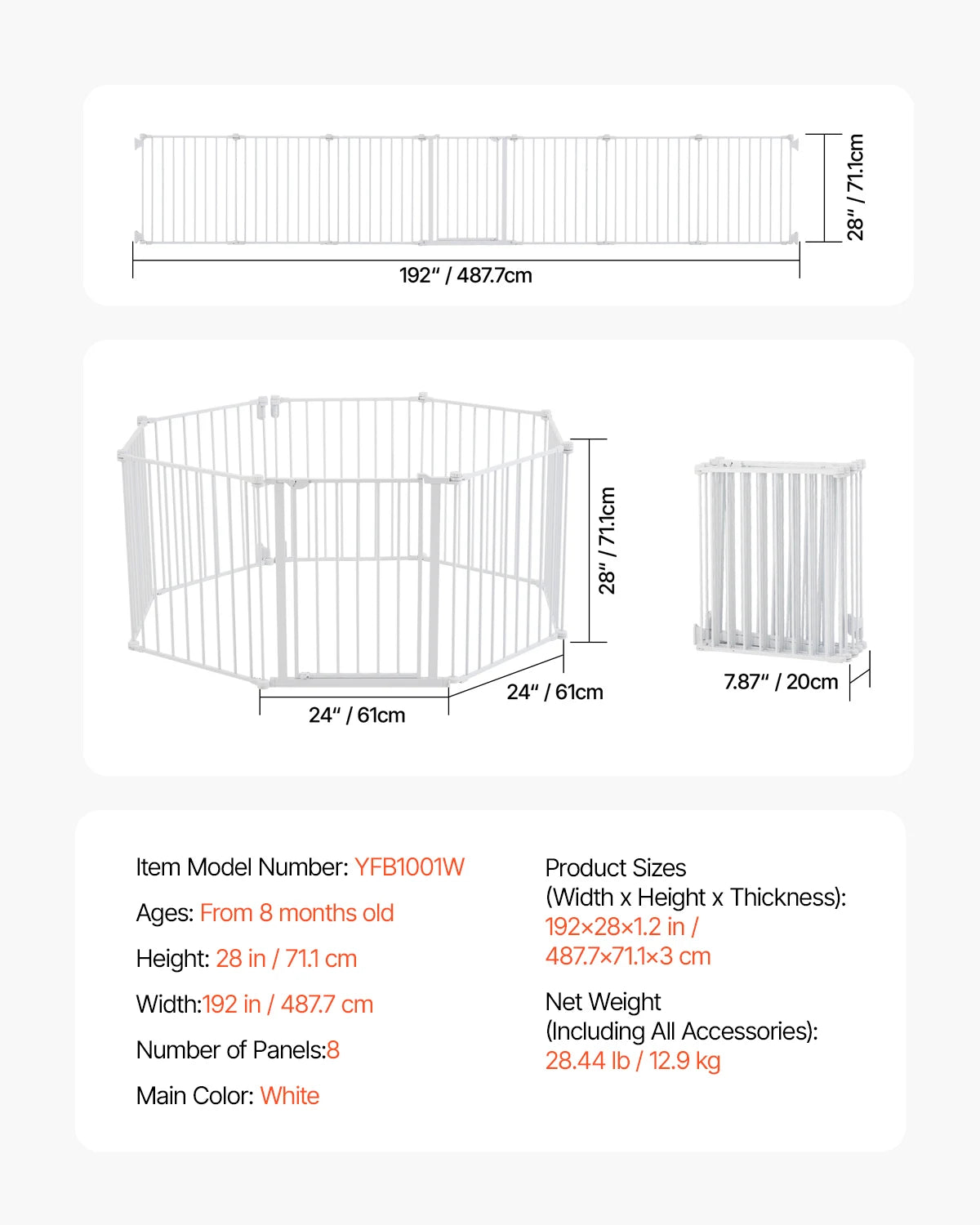 Dog Gate Easy Step Walk Thru Child Pet Security  Kit Wall Cups