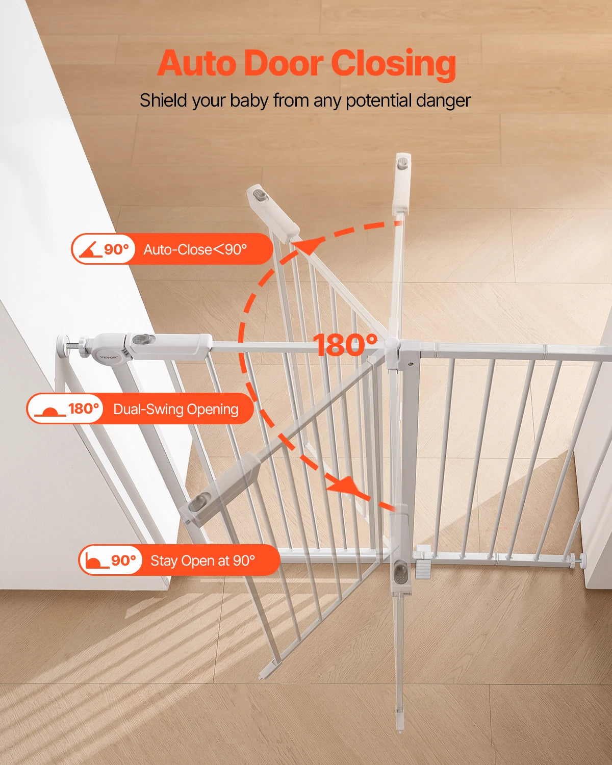 Dog Gate Easy Step Walk Thru Child Pet Security  Kit Wall Cups