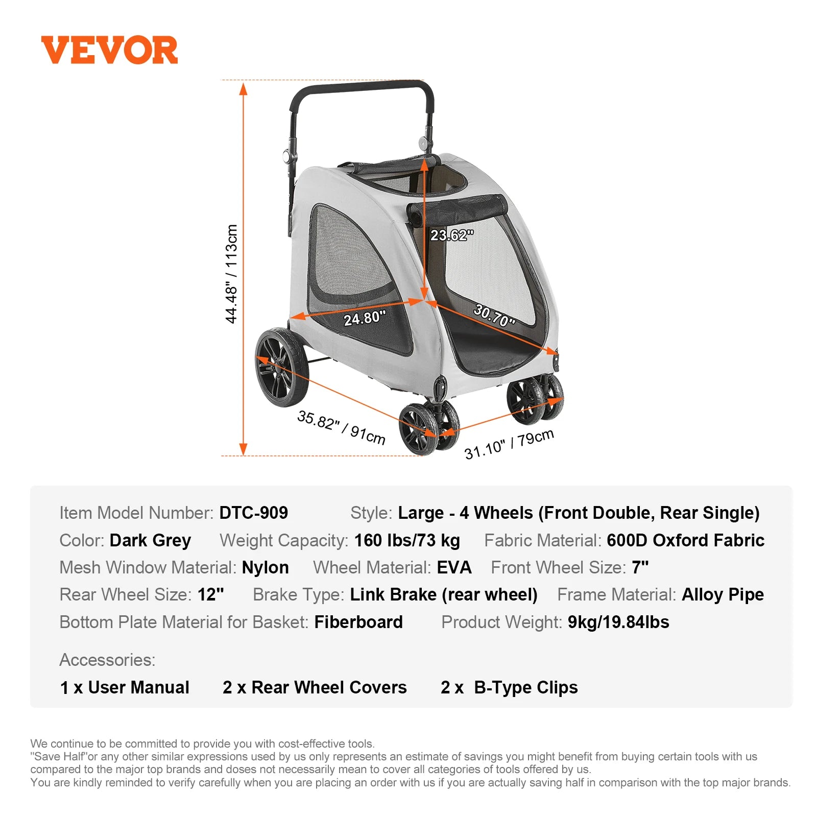 Lightweight Pet Stroller  Rotate with Brakes Pet Pad Cup Holder