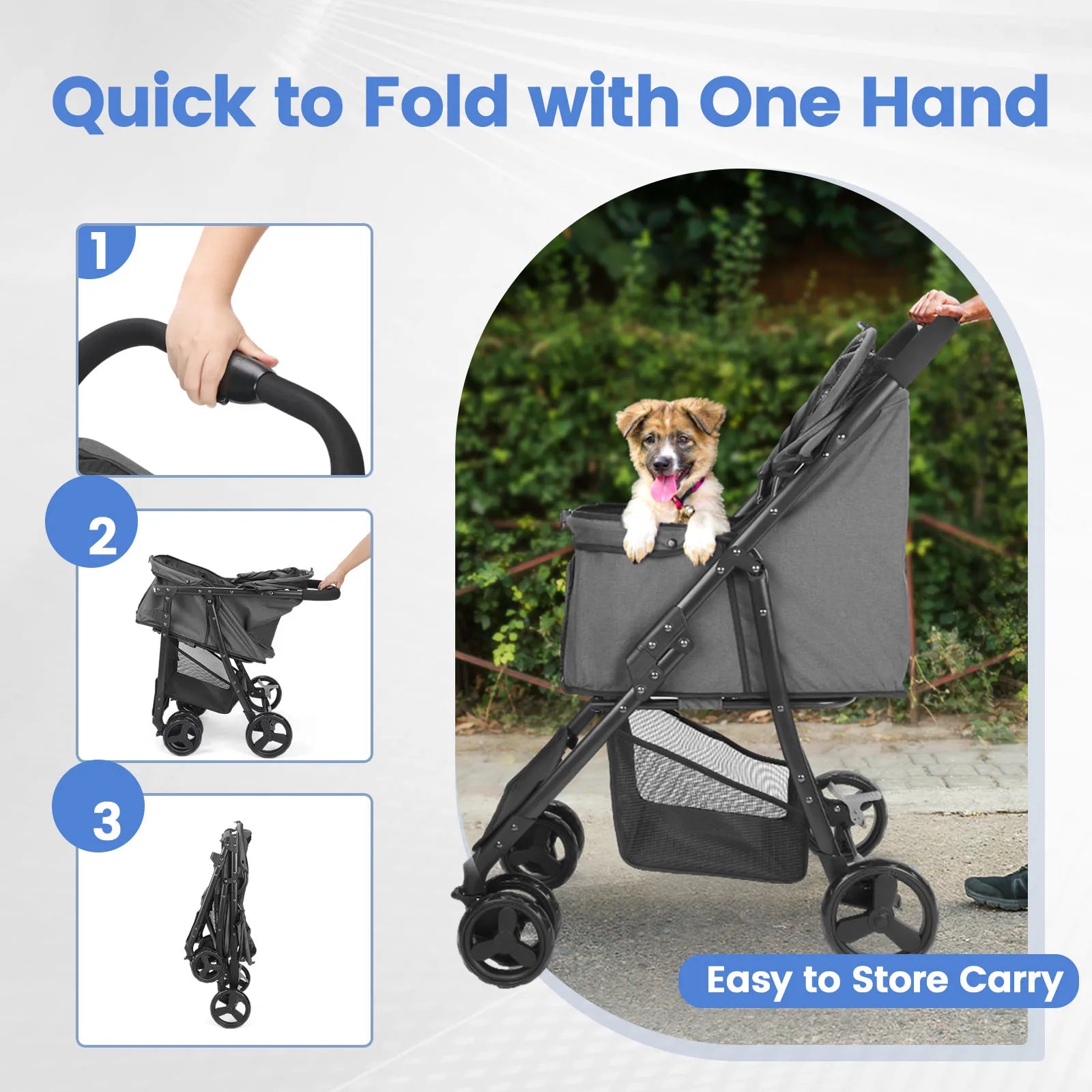 Pet Stroller 360 Rotate with Brakes