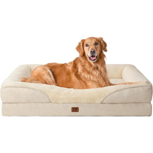 42x30x7.5 Inch Grey XL Memory Foam Dog Bed - Orthopedic Sofa with Sides, Waterproof Liner & Washable Removable Cover