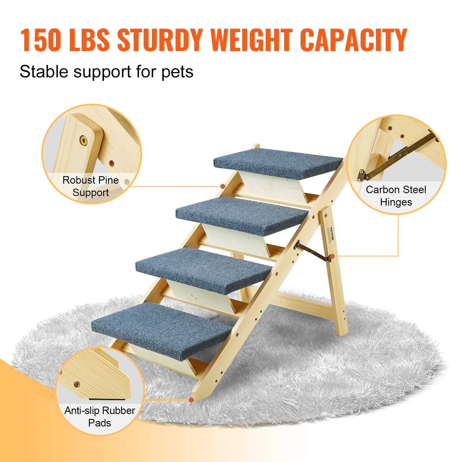 VEVOR Wooden Pet Steps and Ramp Combo