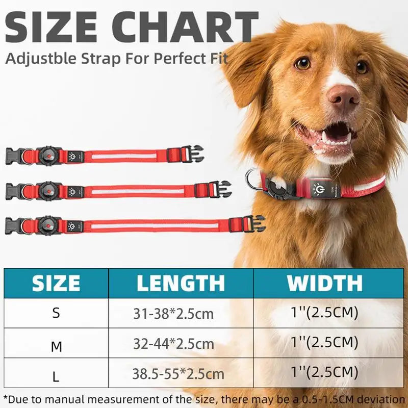 Glow In The Dark Dog Collars Air Tag Collar Protective Cat Dog Collar Pet Anti-loss Locator Tracker Air Tags 3 Lighting Modes