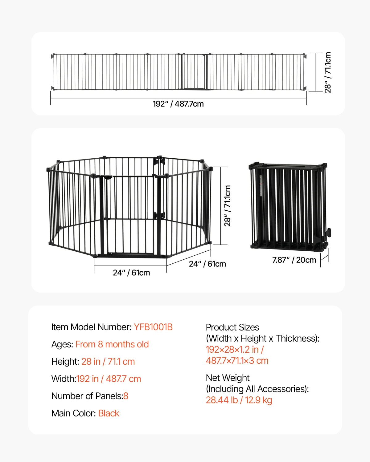 Dog Gate Easy Step Walk Thru Child Pet Security  Kit Wall Cups