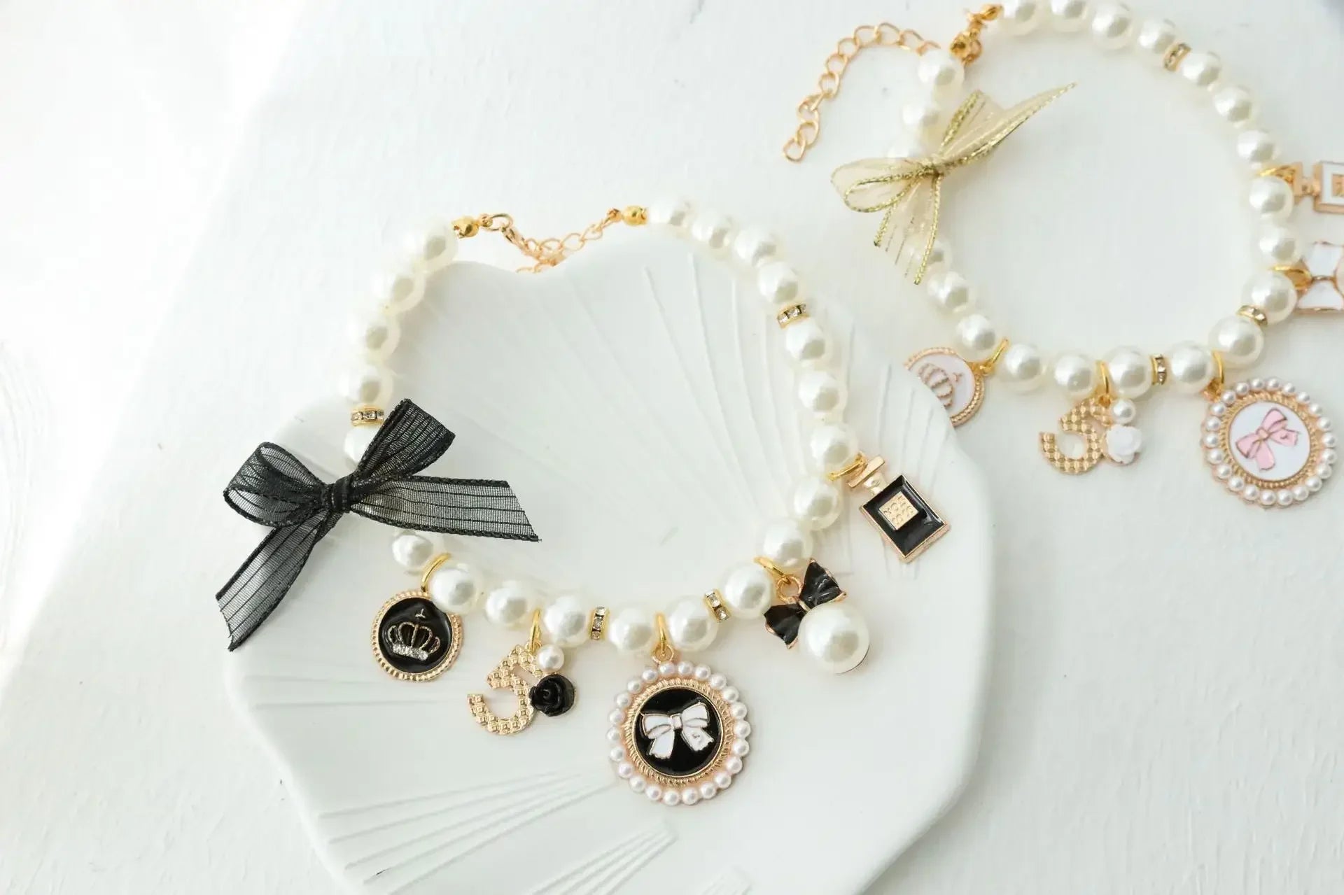 Pet Bow Pearl Collar