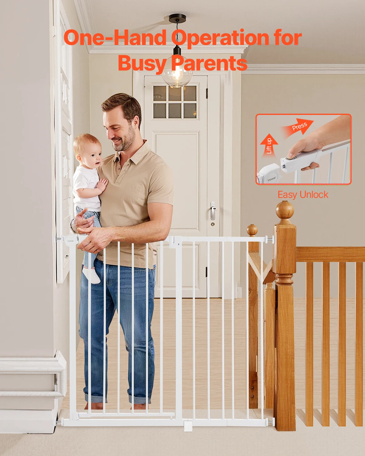 Dog Gate Easy Step Walk Thru Child Pet Security  Kit Wall Cups